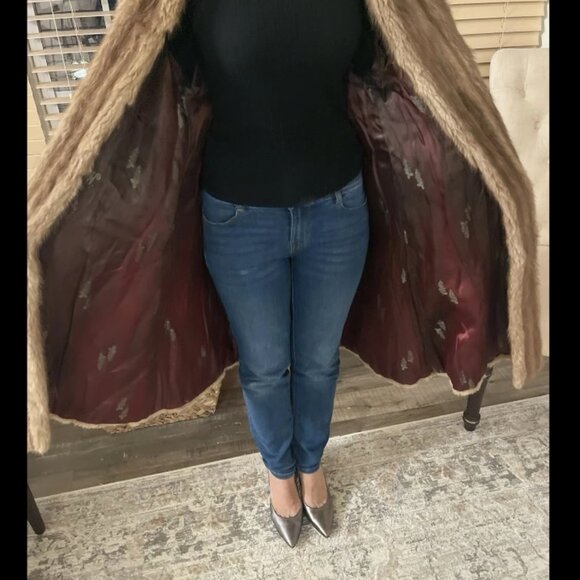 Vintage 1970'S  Full Length Mink Coat Brown L. BAMBERGER & CO Newark Coat - Picture 6 of 12